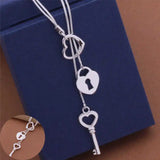 Creative Women's Snake Bone Love Lock Key Necklace