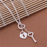 Creative Women's Snake Bone Love Lock Key Necklace