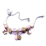 Crystal Ladies Bracelet DIY Feather Butterfly & Four-Leaf Clover Pendant