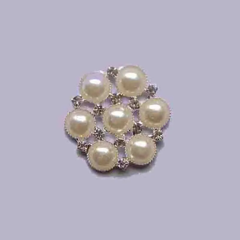 30pcs Crystals Pearl 25mm Round Metal Buttons Wedding Accessories