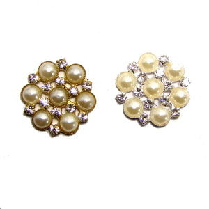 30pcs Crystals Pearl 25mm Round Metal Buttons Wedding Accessories