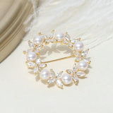 Cubic Zircon Pearl Butterfly Brooch Women's Jewelry Accessory