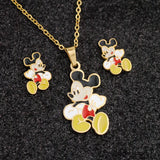 Mickey Stainless Steel Pendant Necklace Earring Set
