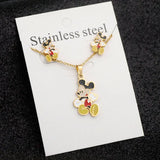 Mickey Stainless Steel Pendant Necklace Earring Set