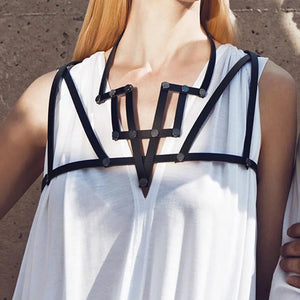 Geometric Leather Necklace Statement Necklaces & Pendants Women Men Gift Dres
