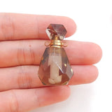 Carved Smoky Quartz Pendant Perfume Bottle Jewelry 33x20mm