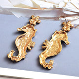 Seahorse Shaped Earrings Metal Crystals Drop Jewelry