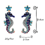 Seahorse Shaped Earrings Metal Crystals Drop Jewelry