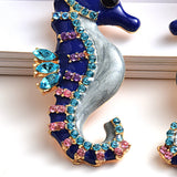 Seahorse Shaped Earrings Metal Crystals Drop Jewelry