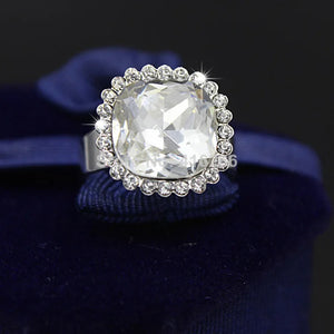 13mm Big CZ Austrian Crystal Ring Jewelry for Women Gift