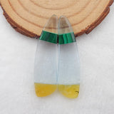 Intarsia Malachite Yellow Opal Quartz Gemstone Earrings Bead