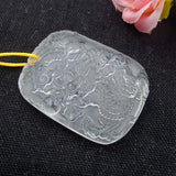 Natural Quartz Carved Dragon Pendant Bead 43x35x6mm