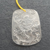 Natural Quartz Carved Dragon Pendant Bead 43x35x6mm