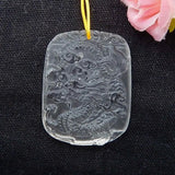 Natural Quartz Carved Dragon Pendant Bead 43x35x6mm