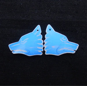 Wolf Head Opalite Carved Earrings Beads 29x24x4mm