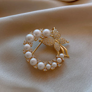 Copper Butterfly Pearl Brooch, Anti-Glare Women's Jewelry