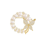 Copper Butterfly Pearl Brooch, Anti-Glare Women's Jewelry