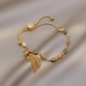 Oil Drip Chain Tassel Bracelet Women Stretch Adjustable