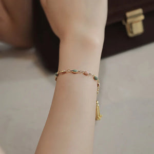 Oil Drip Chain Tassel Bracelet Women Stretch Adjustable