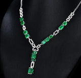 Emerald Chain Green Diamond Necklace for Women