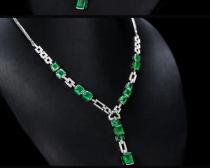 Emerald Chain Green Diamond Necklace for Women