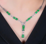 Emerald Chain Green Diamond Necklace for Women