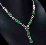 Emerald Chain Green Diamond Necklace for Women
