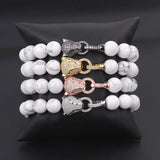 Leopard Charm Howlite Beads Macrame Bracelet for Women
