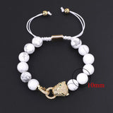Leopard Charm Howlite Beads Macrame Bracelet for Women