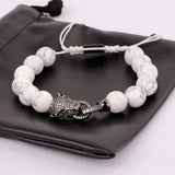 Leopard Charm Howlite Beads Macrame Bracelet for Women