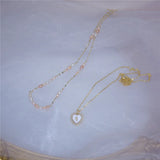 Freshwater Pearl Love Necklace Set Short Clavicle Chain for Women