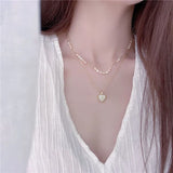 Freshwater Pearl Love Necklace Set Short Clavicle Chain for Women