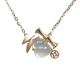 Chalcedony Bamboo Leaf Gourd Pendant Necklace Retro Silver Jewelry