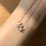 Chalcedony Bamboo Leaf Gourd Pendant Necklace Retro Silver Jewelry