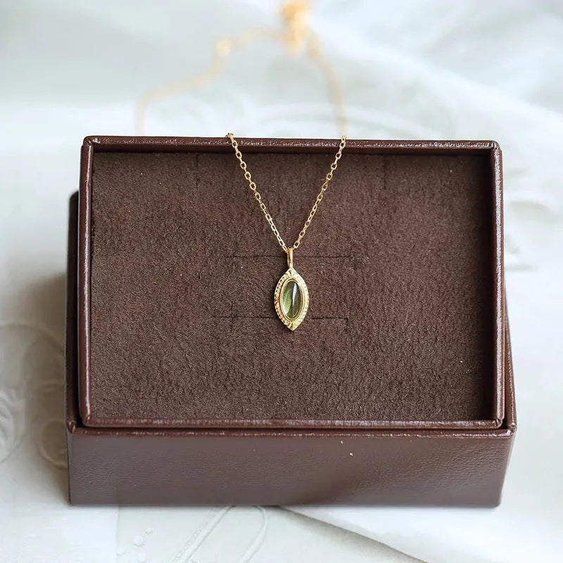 Prehnite Carved Oval Pendant Necklace Fresh Silver Jewelry