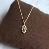 Prehnite Carved Oval Pendant Necklace Fresh Silver Jewelry