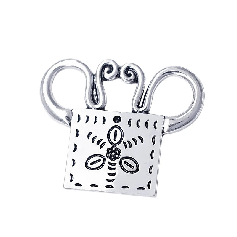 Wicca Pattern Metal Soul Lock Charm Pendant for DIY Lucky Amulet Jewelry