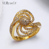 Gold/White Crystal Stone Rings for Women