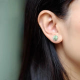 Natural Prehnite Round Earrings - Bohemian Silver Jewelry