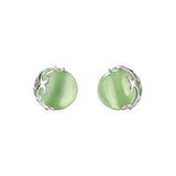 Natural Prehnite Round Earrings - Bohemian Silver Jewelry