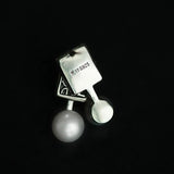Chinese Pearl Earrings Silver Carved Square Design Retro Ladies Jewelry