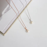 Silver Chain Necklace with Freshwater Pearl Pendant