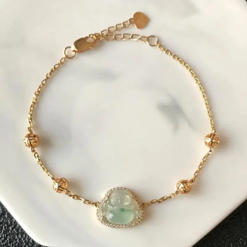 Silver Inlaid Natural Hetian Chalcedony Bracelet for Women