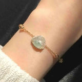 Silver Inlaid Natural Hetian Chalcedony Bracelet for Women