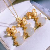 Hetian Chalcedony Mouse Necklace Pendant