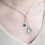 Silver Inlaid Ice Chalcedony Gourd Necklace for Women