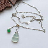 Silver Inlaid Ice Chalcedony Gourd Necklace for Women