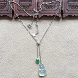 Silver Inlaid Ice Chalcedony Gourd Necklace for Women