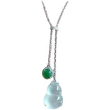 Silver Inlaid Ice Chalcedony Gourd Necklace for Women