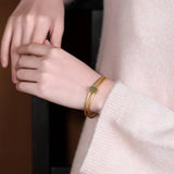 Silver Inlaid Red Tourmaline Bracelet Adjustable Retro Jewelry